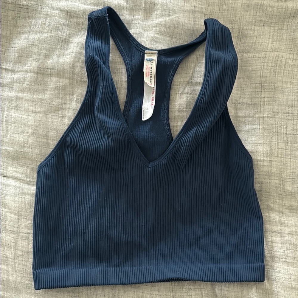 Free People Blue Stretchy Racerback Sports Bra
